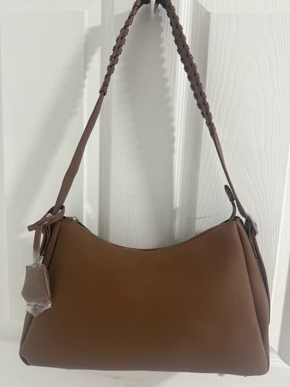 Brown handbag new with tags, braided handle Alyssa
